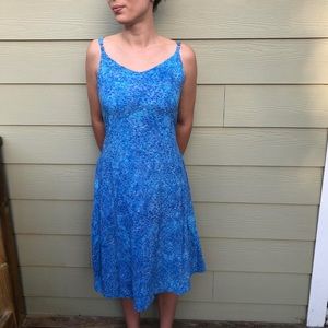 Vintage blue coral print midi dress